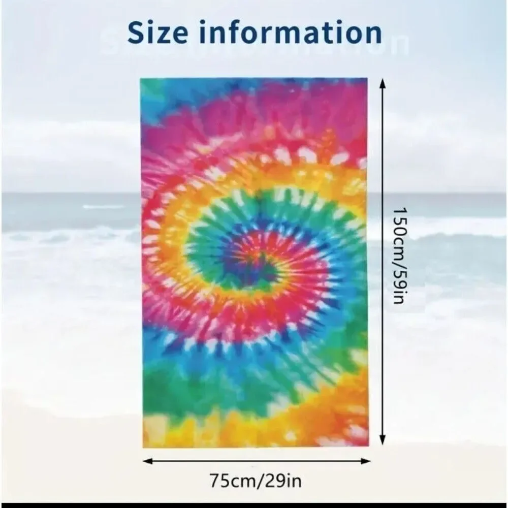 TIE dye swirl microfiber lightweight moisture wicking towel